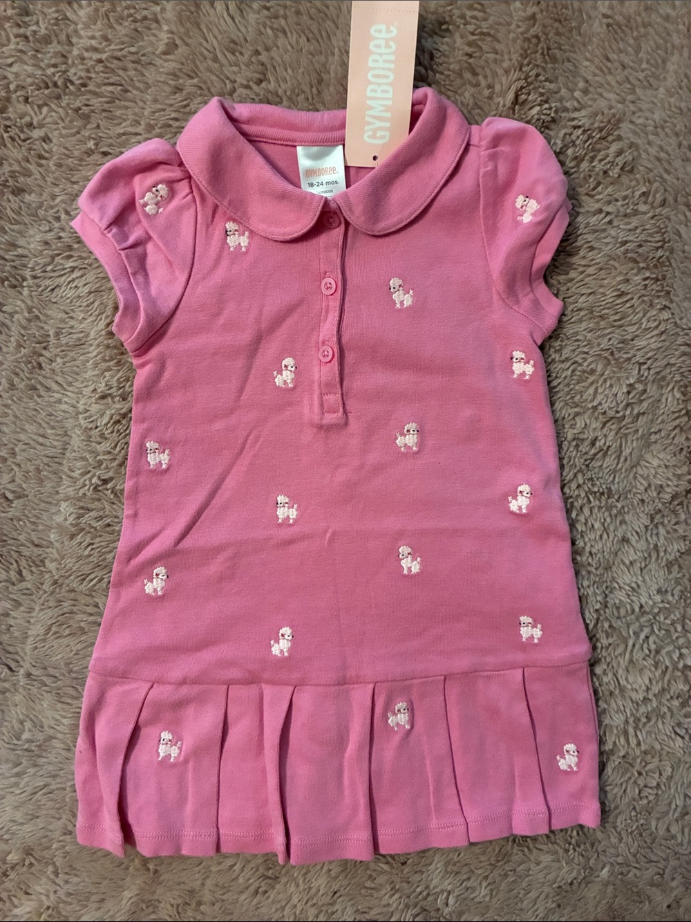 Gymboree Pink Polo Dress with Embroidered Poodles